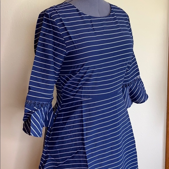Navy and white striped fit and flare dress NWT - Picture 4 of 8